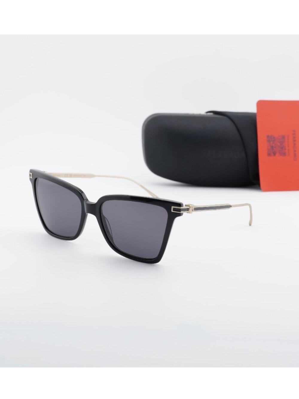 Salvatore Ferragamo SF2036S 001 Sunglasses Black Butterfly Frame, Grey Lenses